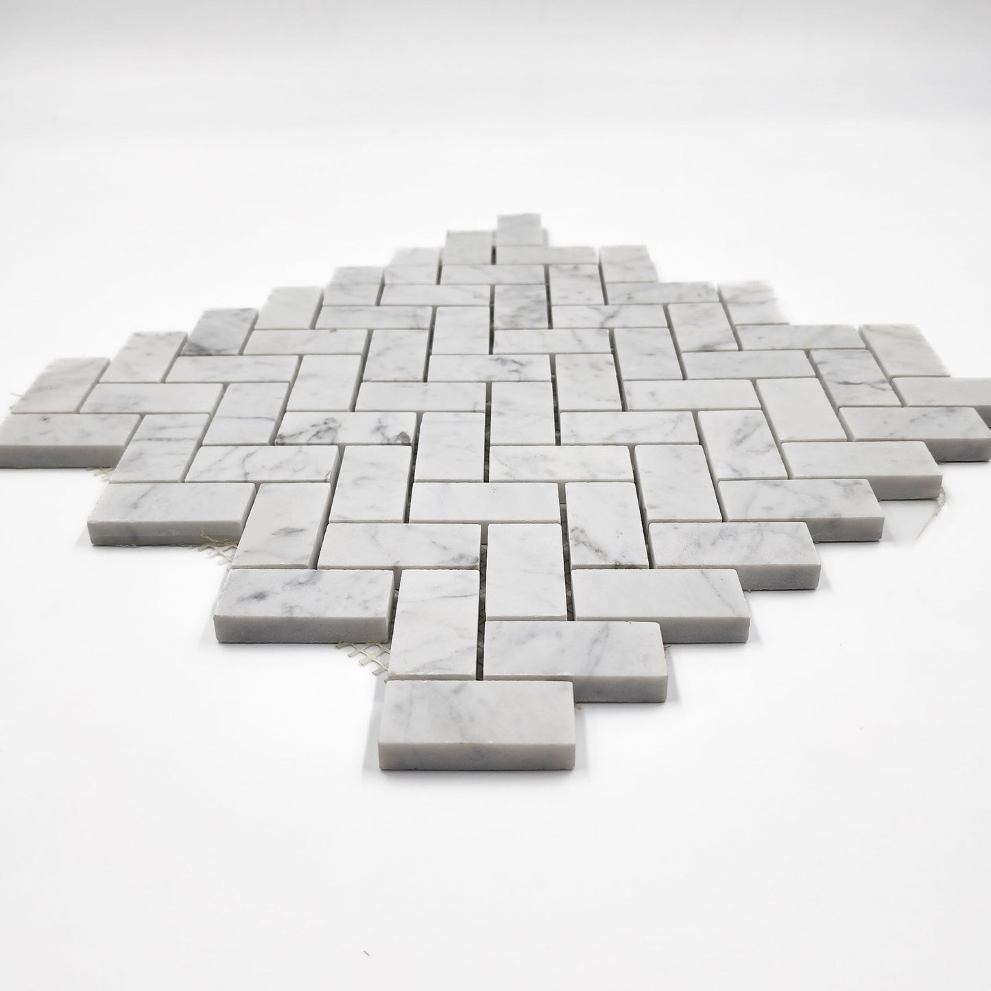 Carrara White Herringbone 1x2 Mosaic