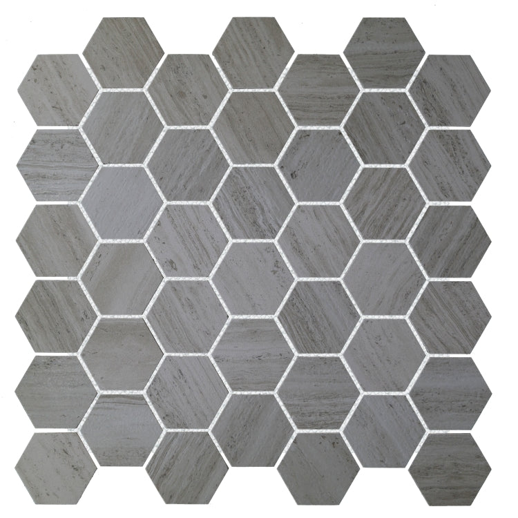 River Grey 2 x 2 Hexagon Mosaic 12 x 12