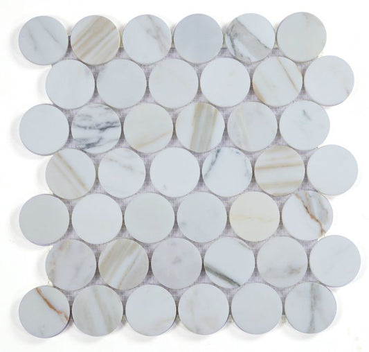 Penny Marble Large Calacatta Polished 2 x 2 11.75 x 12