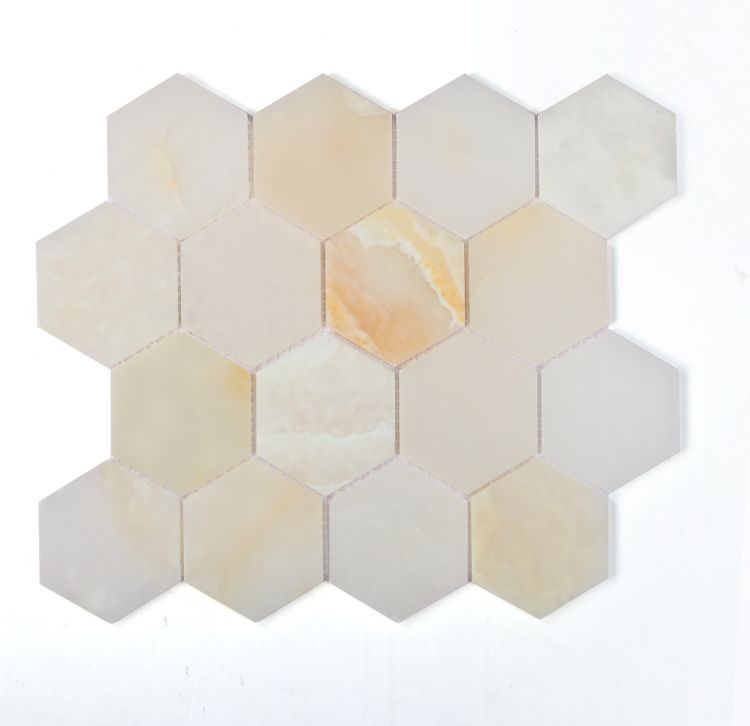 Hexagon Onyx White Polished 3 x 3 10.25 x 11.75