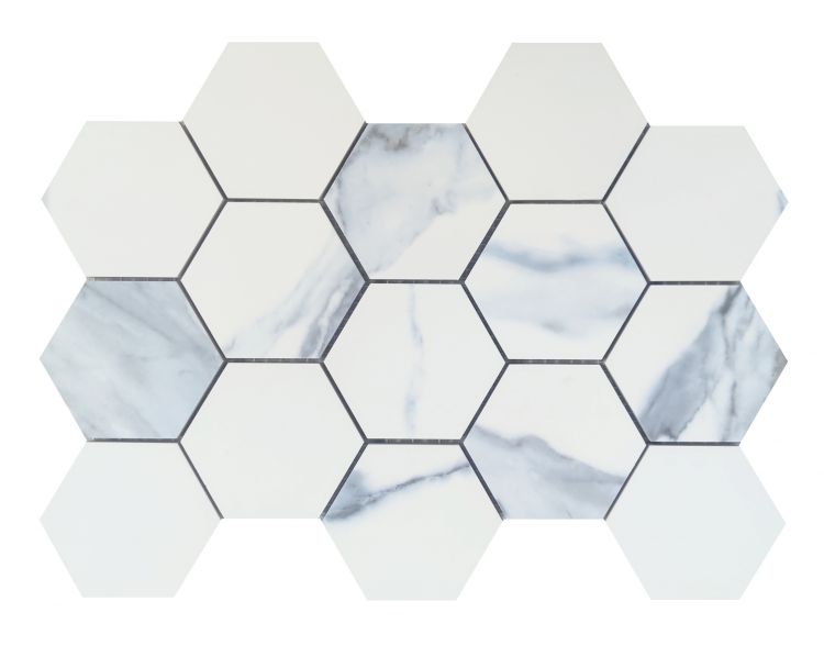 Calacatta Blue Matte Hexagon Mosaic 3 x 3