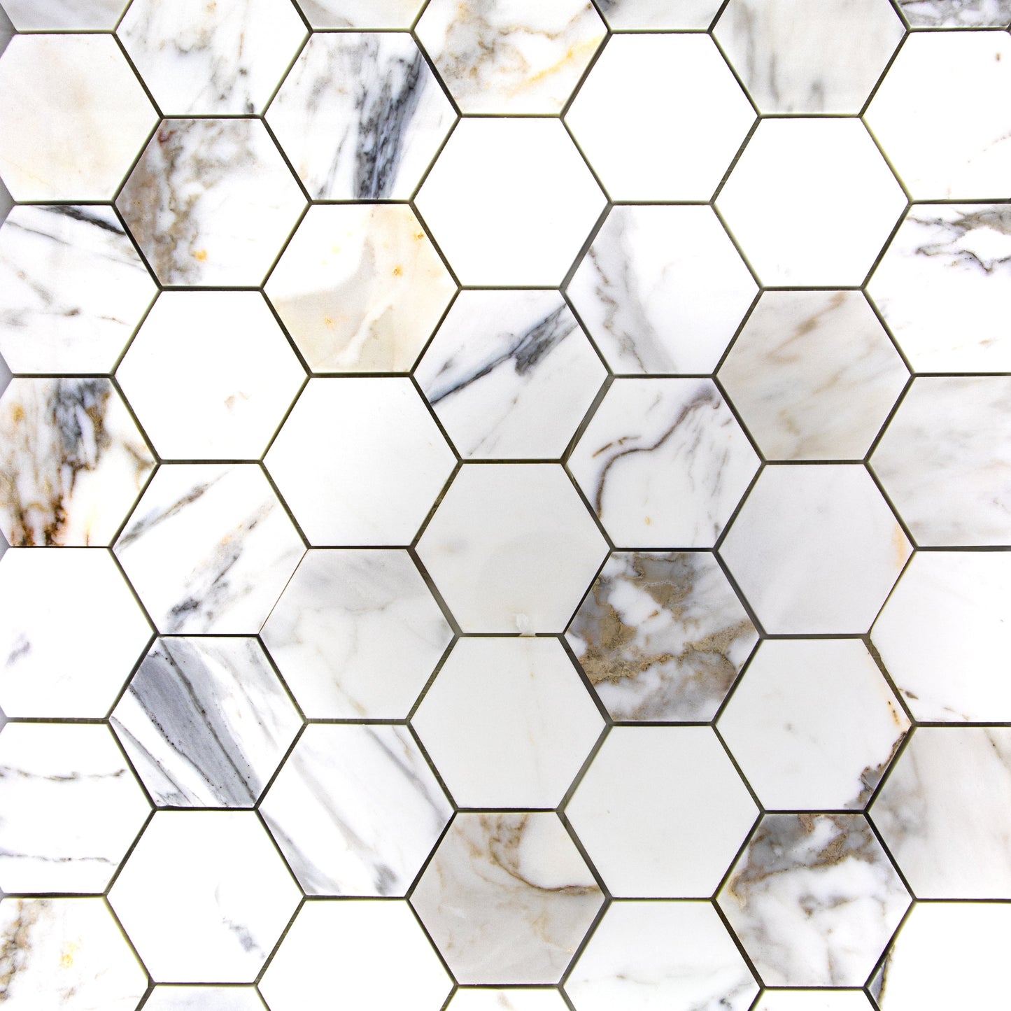 Calacatta Gold Hexagon 3" Mosaic