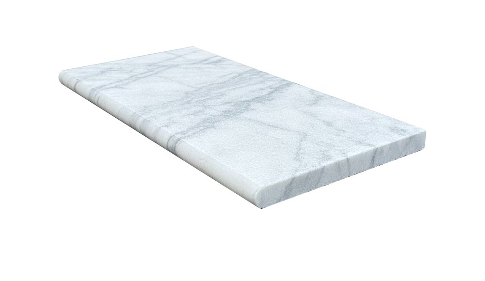 Carrara Equinox Marble Leathered Bullnose Single Sided Pool Coping
