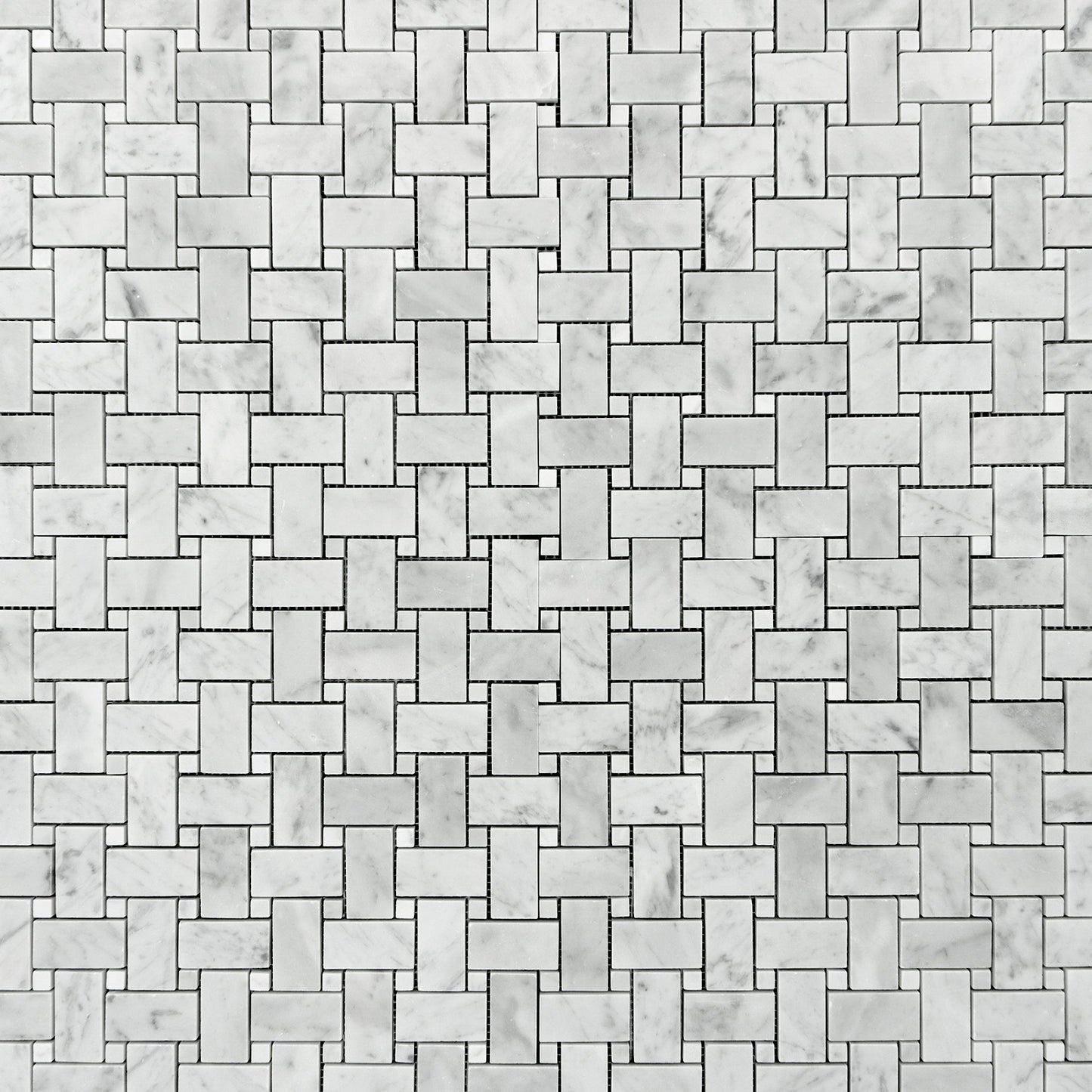 Carrara White Basketweave with White Mosaic