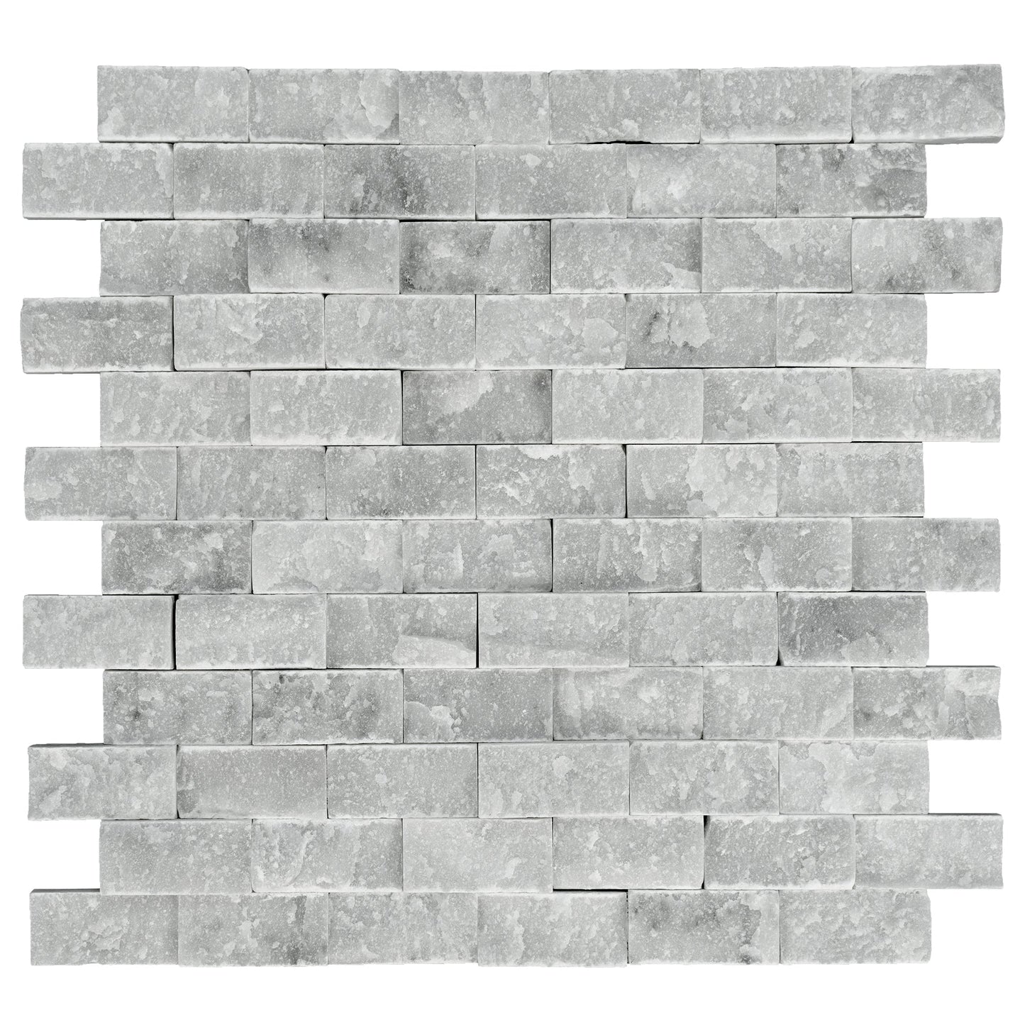 Carrara White Brick 1x2 Split-faced Mosaic