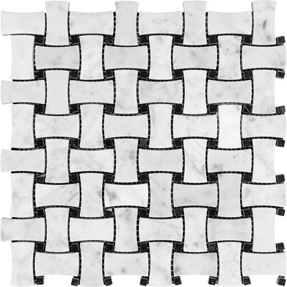 Carrara White Dog bone with Black Mosaic