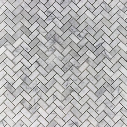 Carrara White Herringbone Mini Mosaic