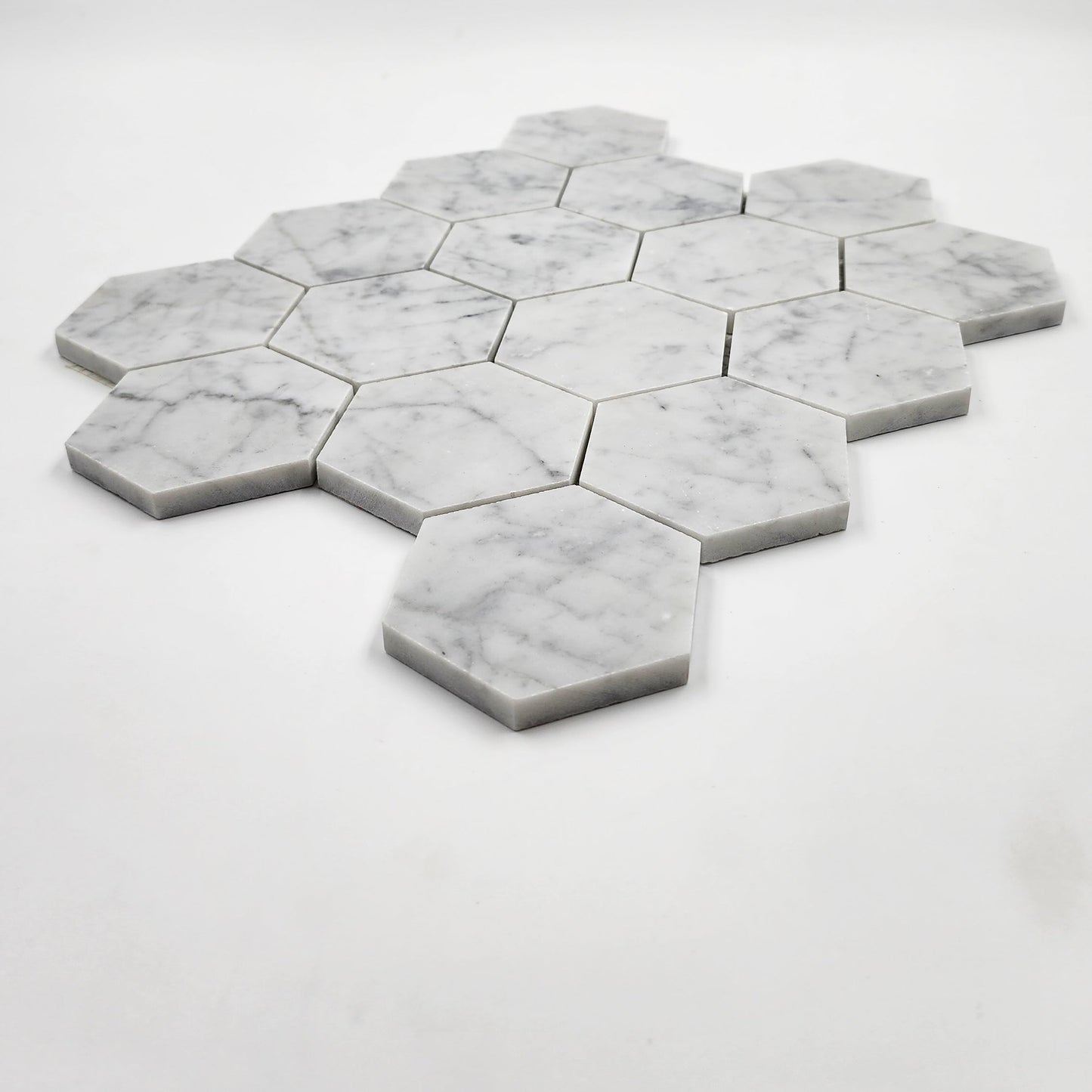 Carrara White Hexagon 3 inch Mosaic