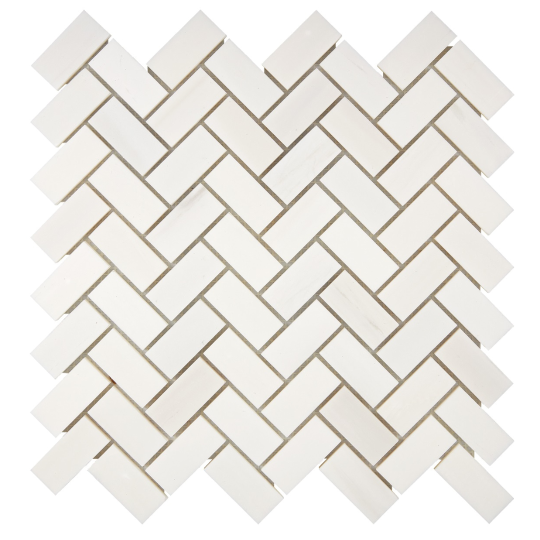 Bianco Dolomite Herringbone 1x2 Mosaic