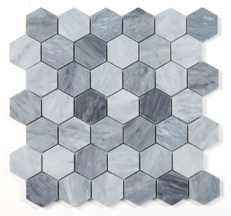 Hexagon Mix Grey Honed