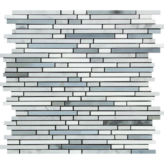 Carrara White Bamboo with Grey Mosaic