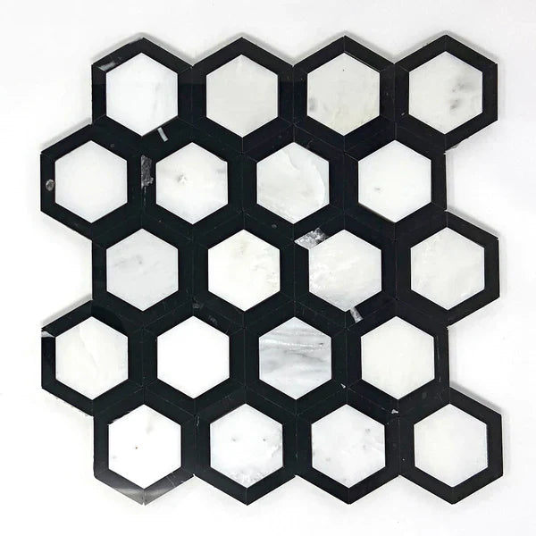 Asian Statuary Hexagon 2" Vortex with Black Mosaic