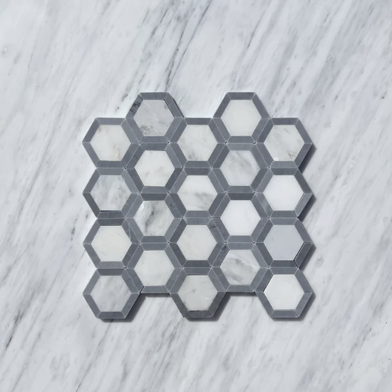 Asian Statuary Hexagon 2" Vortex with Grey Mosaic