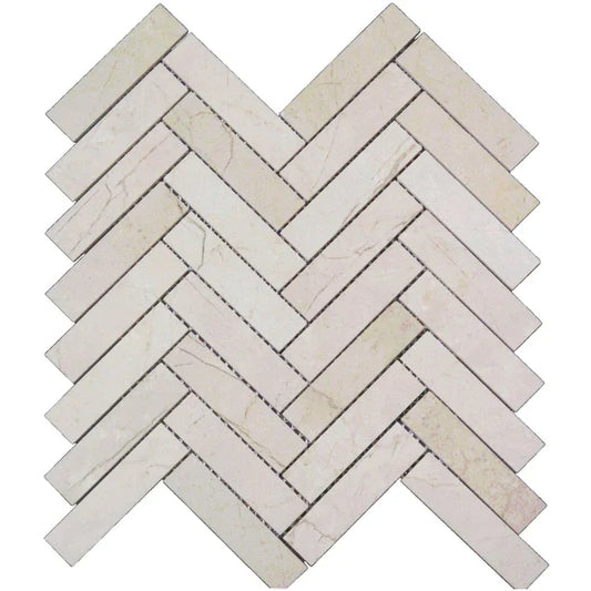 Crema Marfil Herringbone 1x4 Mosaic