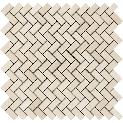 Crema Marfil Herringbone Mini Mosaic