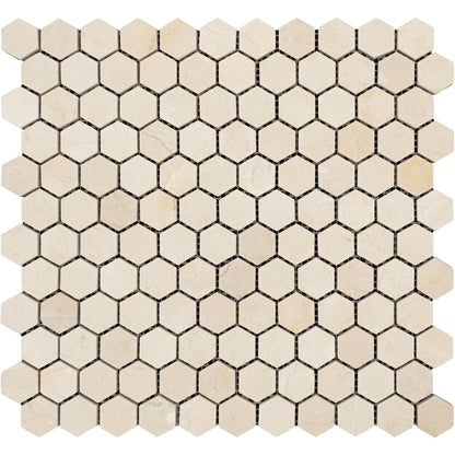 Crema Marfil Hexagon 1" Mosaic