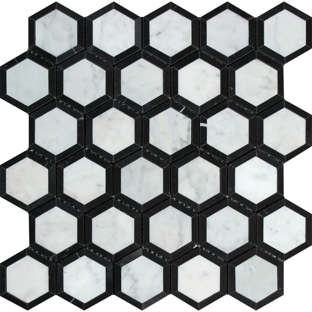 Carrara White Hexagon 2" Vortex with Black