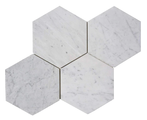 Carrara White Hexagon 6" Mosaic