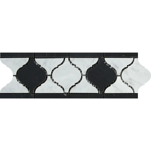 Carrara White Luxury Lantern with Black Border