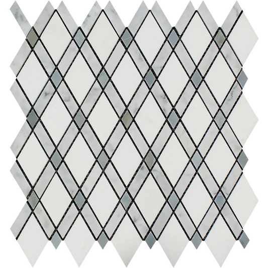 Carrara White Lattice with Grey Mosaic