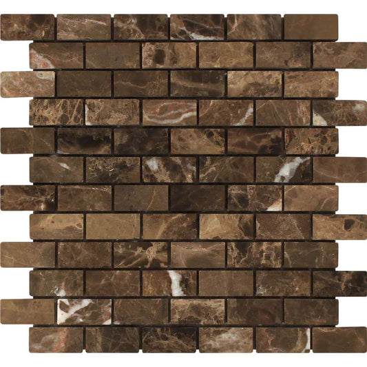 Emperador Dark Brick 1x2 Tumbled