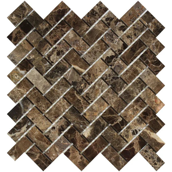 Emperador Dark Herringbone 1x2