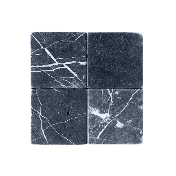 Nero Marquina 4x4 Tumbled Tile