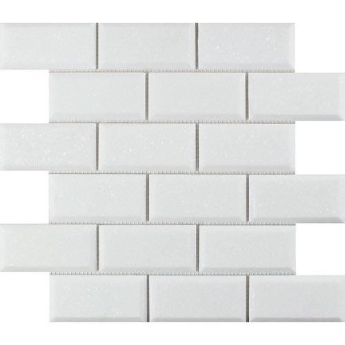 Thassos Brick 2"x4" Deep Beveled Mosaic